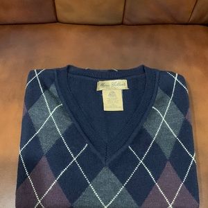 Mario Gilberto Argyle V-Neck Sweater made in Italy NWOT